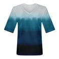 thumbnail image 4 of Susanny Womens Summer Tops Fashion V Neck Half Sleeve Oversized T Shirts Elbow Length Tee Shirts Casual Tops Loose Fit Blue S, 4 of 6