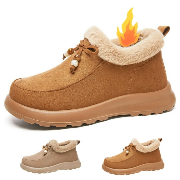 CHICVOMEY Women's Winter Slip On Snow Boots Fur Lined Ankle Booties Comfortable Non-Slip Shoes for Cold Weather Indoor Outdoor