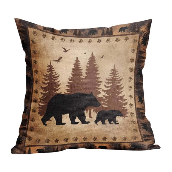 Mozhitti Vintage Bear Pillowcase Linen Decorated Pillowcase Country Natural Cushion Cover Suitable For Bedroom Sofas Living Room Chairs Home Décor