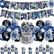 Ezcpigei Cowboys Party PriNst Supplies, Dallas Soccer Party Decorations with Banner, Cake Toppers, Balloons for Birthday Celebrations