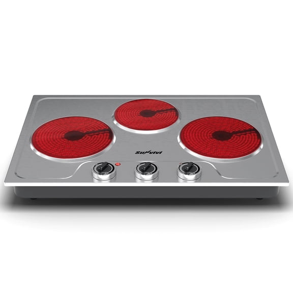 May in Color 1800W Three-burner portable electric ceramic stove - knob control, indicator light, compatible with all cookware, suitable for a variety of cooking scenarios, silver