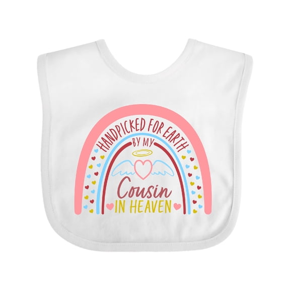 Inktastic Handpicked for Earth by My Cousin in Heaven Rainbow Boys or Girls Baby Bib