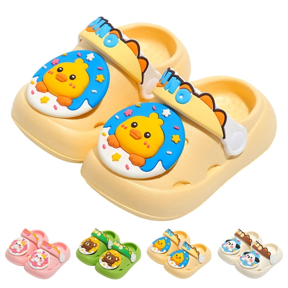 WUANDIXFA Toddler Kids Cute Clogs Garden Shoes Boys Girls Cartoon Non-Slip Soft EVA Slip On Slides Slippers Indoor Outdoor Children Water Shoes Shower Beach Pool Sandals (Pink, 8)
