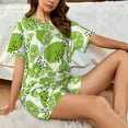 thumbnail image 4 of KLL Green Various Lemons Print Pajama Set for Women Short Sleeve Sleepwear Pjs Soft 2 Piece Lounge Sleepwear Sets-4X-Large, 4 of 6