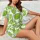 thumbnail image 4 of Fotbe Green Various Lemons Conjunto de Pijama Estampado para Mujer, 2 Piezas, Ropa de Dormir con Camiseta de Manga Corta y Shorts Suaves-Small, 4 of 6