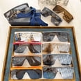 thumbnail image 2 of Montura grande conectada con gafas de sol con logo estampado floral, pequeñas gafas de sol europeas y americanas para mujer., 2 of 6