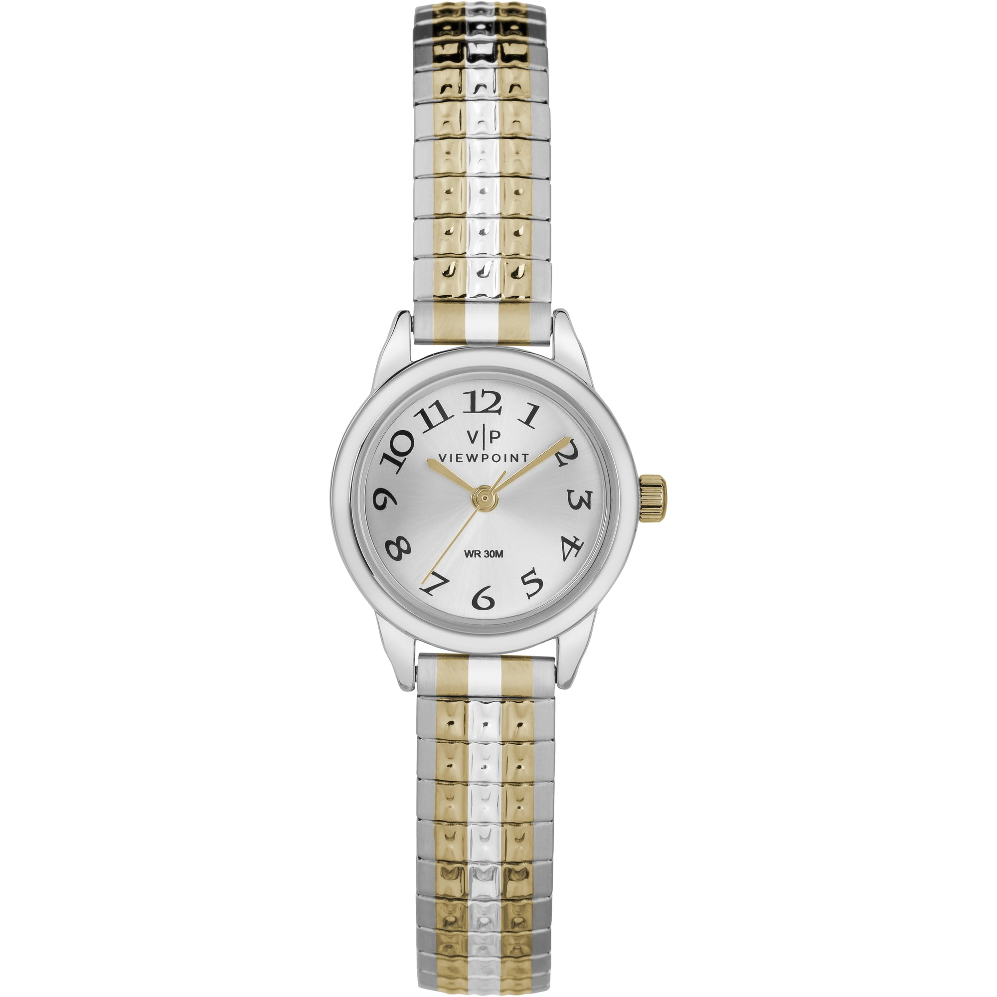 Viewpoint by Timex Women's 22mm Silver-Tone Dial Watch, Two-Tone Expansion Band