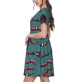 thumbnail image 2 of Easygdp Snake And Rose para Vestido Transpirable de Mujer, Vestido Suelto de Manga Corta con Pliegues y Bolsillos para el Verano, 2 of 6