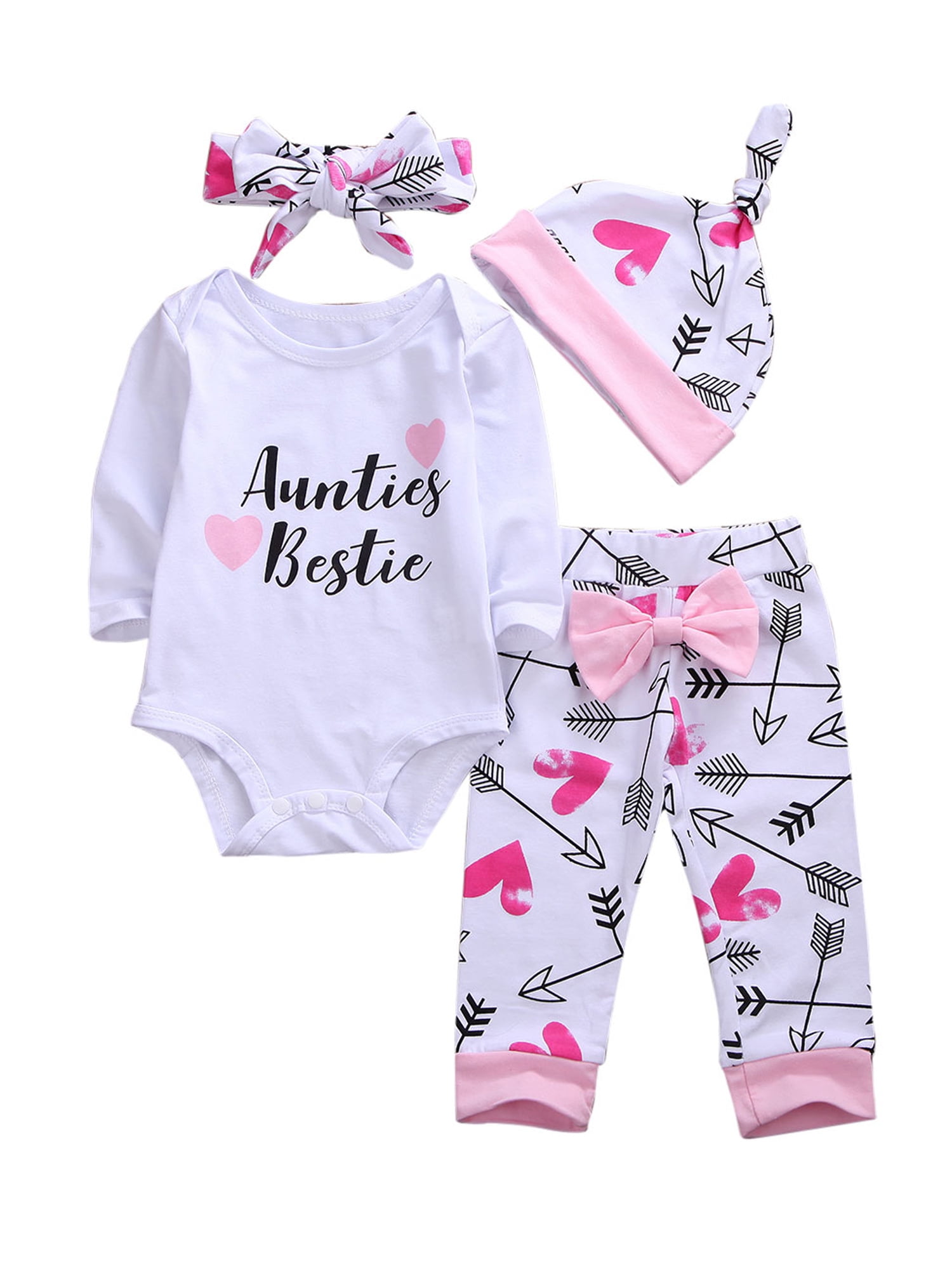 Newborn Girls Clothes Baby Romper Outfit Pants Set Long Sleeve Toddler ...
