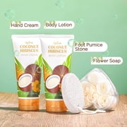 Spa Gift Basket for Women, 10 Pcs Coconut Scent Bath Gift Set, Christmas Holiday Bath and Body Set