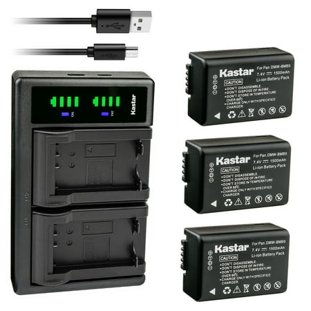 Kastar 3-Pack DMW-BMB9 Battery and LTD2 USB Charger Compatible with Panasonic Lumix DMC-FZ70  Lumix DMC-FZ72  Lumix DMC-FZ100  Lumix DMC-FZ150  Lumix DC-FZ80  Lumix DC-FZ85 Camera