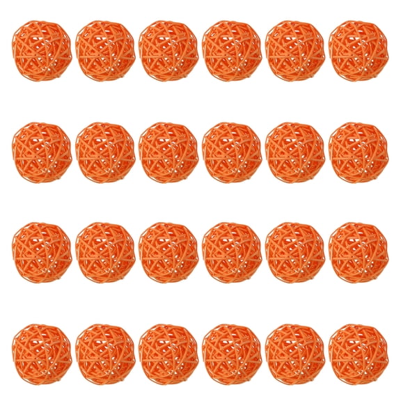 Uxcell 24 Pcs Wicker Rattan Balls 2.4 Inch Rattan Decorative Balls Vase Fillers for Wedding Party Centerpiece Bowls Home Decoration, Orange