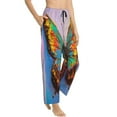 thumbnail image 3 of Kdxio Women's Comfy Stretch Oil Painting Beautiful ButterflyPrint Drawstring Pajama Pants-Small, 3 of 9