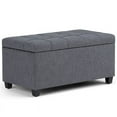 thumbnail image 4 of Sienna 33 inch Wide Storage Ottoman Bench in Slate Grey Linen-Look Fabric, 4 of 10