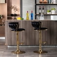 thumbnail image 2 of 2 Bar Stools, Black Velvet With Golden Legs, Swivel And Adjustable Height, Footrest Base Included Upholstery, Height Adjustable, &, 2 of 7