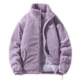 thumbnail image 2 of Men's Corduroy Puffer Jacket Zip Up Stand Collar Vintage Padded Warm Fall Winter Casual Outerwear with Pockets, 2 of 8