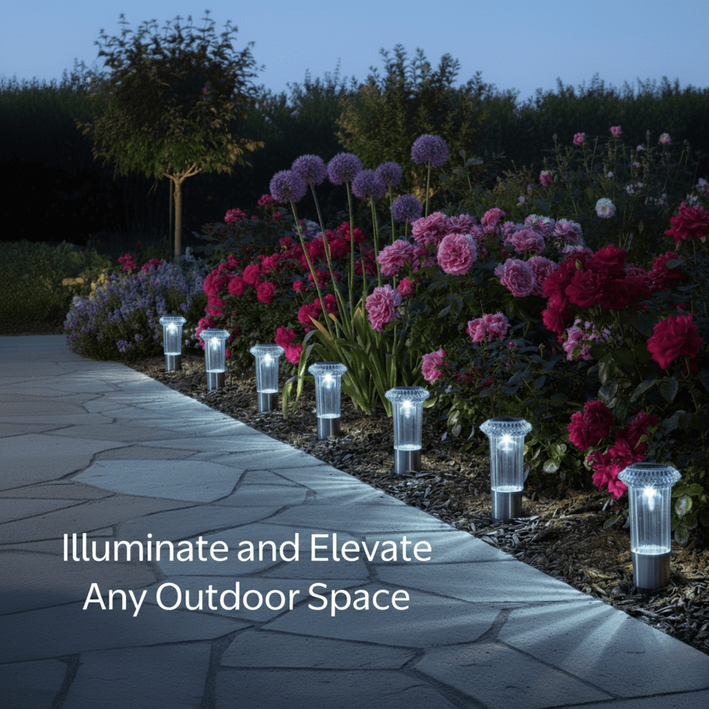 Mainstays Diamond Stainless Steel Solar Powered Mini Bollard Path Light, 6 Pack
