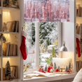 thumbnail image 3 of Christmas Valances for Windows, 54 x 18in, Winter Pink Snow Scene Town Snowflakes Rod Pocket Kitchen Valance Curtain Light Filtering Window Treatments for Living Room Bedroom, 1 Panel, 3 of 7