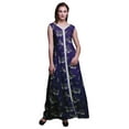 thumbnail image 1 of Bimba Leaves Ladies Printed Front Slit Sleeveless Maxi Summer Long CasualÂ&nbsp;Dress-Large, 1 of 5