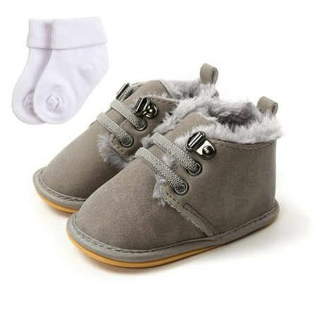 

0-18M Infant Baby Shoes Boys Girls Cozy Shoes with Socks Warm Non-slip Soft-sole Non-Slip Casual Toddler Infant Crib First Walkers