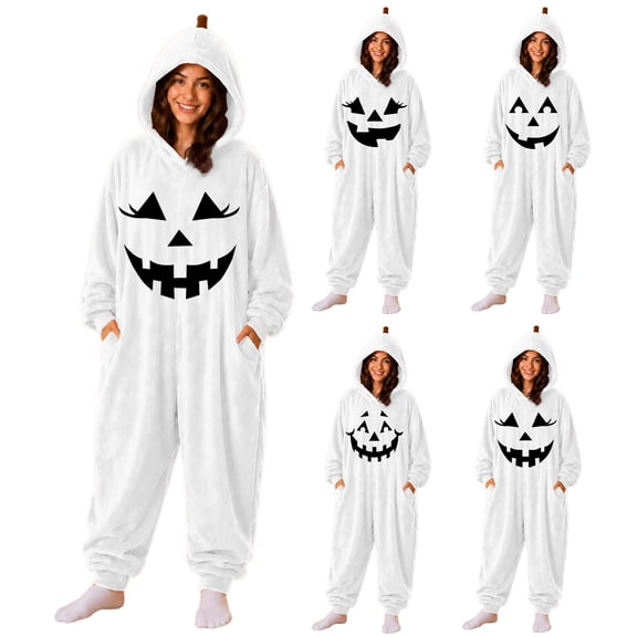 Black Pumpkin Onesie Adult Polyester Funny Halloween Costume,Casual Comfy Sleepwear Homewear,Adult Hooded Jumpsuit for Cosplay Party S
