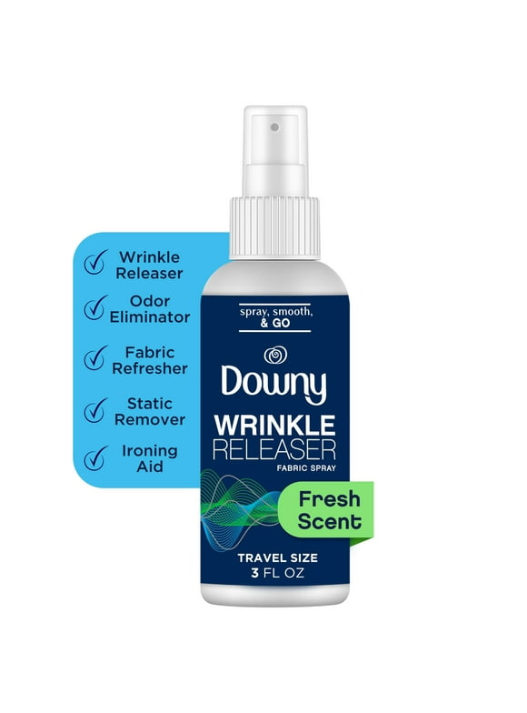 Downy Wrinkle Releaser and Refresher Fabric Spray, Starch Alternative, Fresh Scent, Travel Size, 3 fl oz
