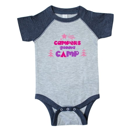 

Inktastic Campers Gonna Camp Stars Trees - Pink Purple Gift Baby Boy or Baby Girl Bodysuit