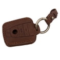 thumbnail image 2 of 1pc Blue/Brown Leather Remote Car Key Fob Case Cover Holder Shell For Bmw I3 I8 2014+ Keyless Delicate Keys Protector, 2 of 5