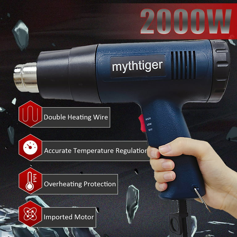 2000W Heat Gun 220V Electric Heating Gun Hot Air Industrial Tool Dual  Temperature Building Temperature 4 Nozzle by PROSTORMER Ships From: Russian  Federation, Color: 2000W Heat Gun