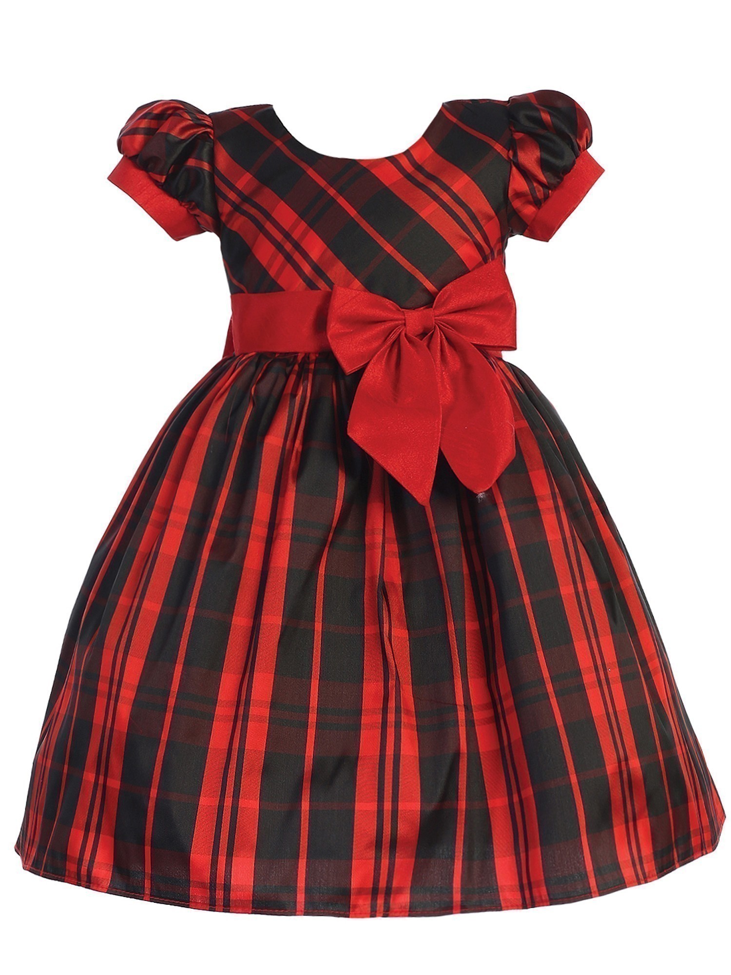 black plaid vintage holiday dresswith side bow, months. 12-18 A most adorable little girl red