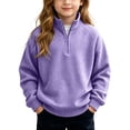 thumbnail image 5 of BLVB Boys Girls Waffle Knit Quarter Zip Sweatshirts Fashion Long Sleeve Pullover Tops Athletic Casual Clothes(Purple,7-8 Years), 5 of 9