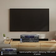 Home Theater Sound System Kit - 1000 Watts Bluetooth Amplifier w/ 2 QTY of 8 Framed Ceiling Speakers 300 W Each, 50 ft Speaker Wire & Remote Perfect for Home,Office, Restaurant, Bar by Technical Pro