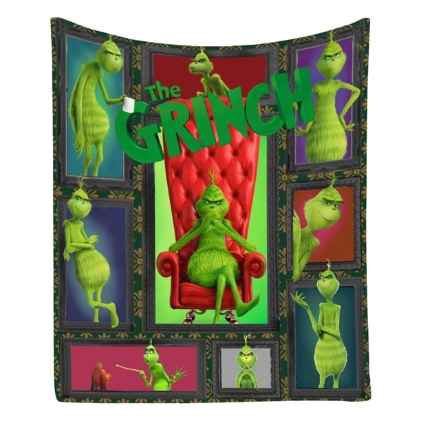 Manta navideña de Grinch Manta de vellón ultra suave de Grinch: manta ligera y cálida para sofá, cama y sofá, ropa de cama ideal para las temporadas festivas Manta de Grinch