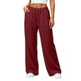 thumbnail image 3 of BUIGTTKLOP Womens Sweatpants Fleece Lined Wide Leg Sweat Pants Cotton Elastic Waisted Trousers with Pockets, 3 of 8
