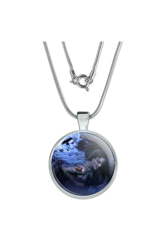 Hot Sexy Undead Dead Zombie 1" Pendant with Sterling Silver Plated Chain