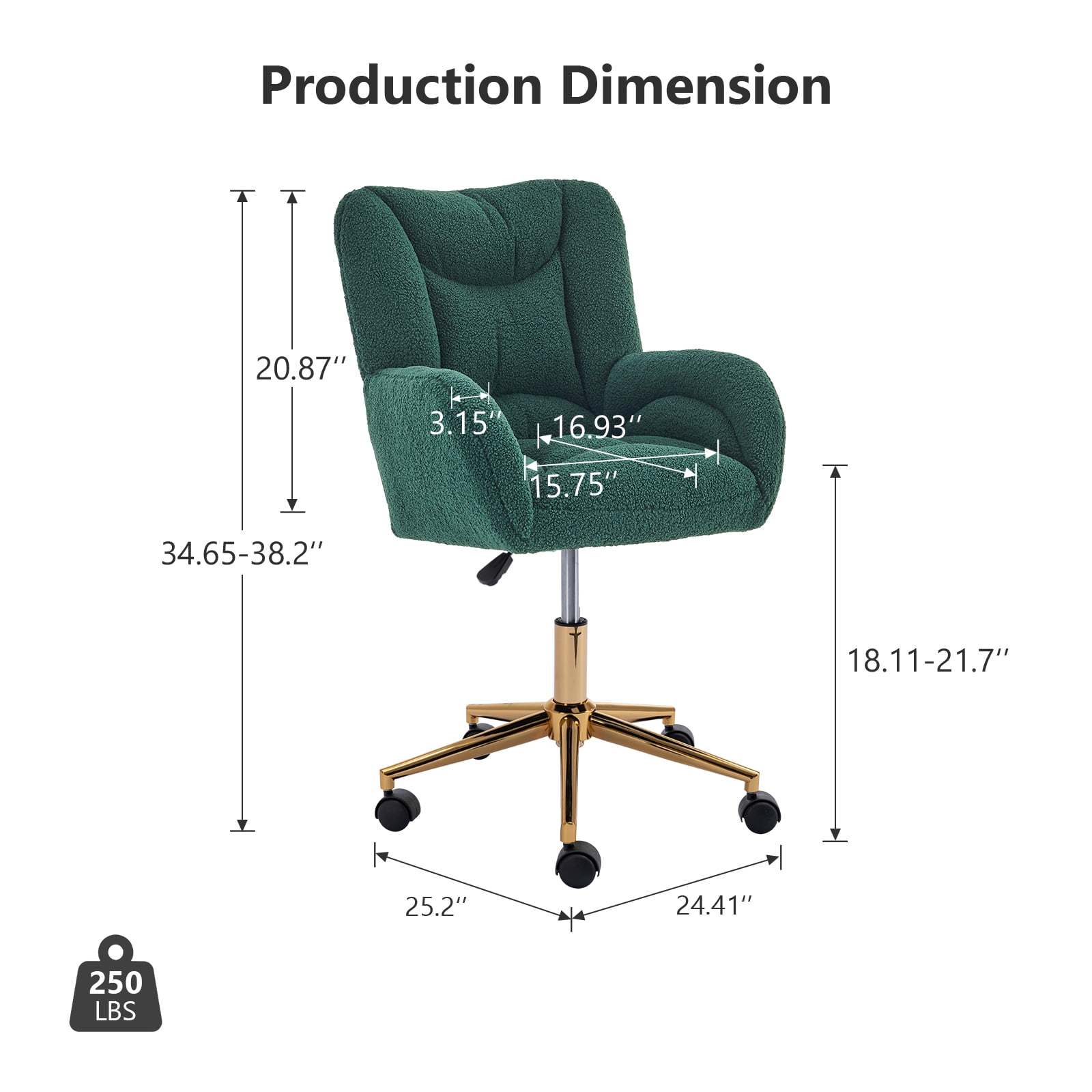 Desk Chair with Wheels and Arms Velvet Comfortable Desk Chair for Home Office Height Adjustable Vanity Chair Modern Task Chair Computer Desk Chair Green