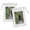 thumbnail image 1 of Dark Forest Fabric Pouch Set of 2, Real Life Shot Taken of the Haunted Nada Tunnel in Kentucky Outdoor Scene, Small Drawstring Bag for Toiletries Masks and Favors, 9" x 6", Multicolor, by Ambesonne, 1 of 2
