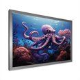 Designart "Oasis of Purple Octopus I" Animals Framed Wall Art Decor Coastal Purple Coastal