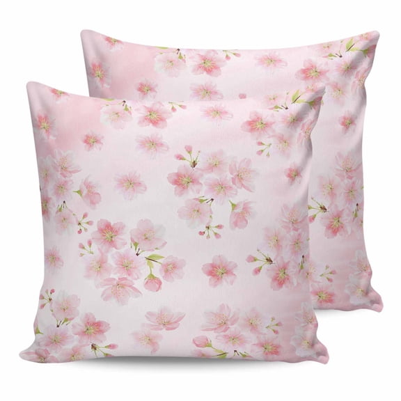 26x26 Pillow Covers Set of 2, Pink Floral Throw Pillow Covers Decorative Couch Cushion Case, Modern Farmhouse Aesthetic Shabby Chic Flower Microfiber Square Pillowcases for Bedroom Car Living Room