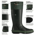 thumbnail image 3 of HISEA Men’s Rubber Rain Boots with Adjustable Closure for Men, Green, US Size 6, 3 of 8