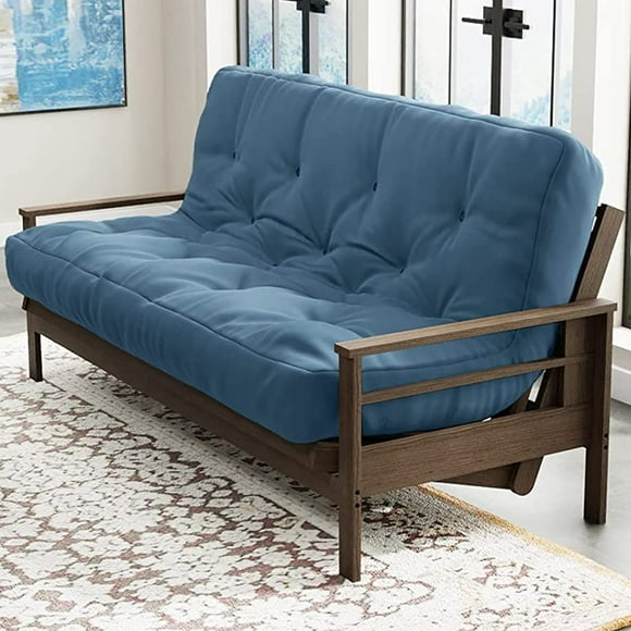 Loosh Home | 10" Full Size Futon Sofa Bed Memory Foam Mattress - USA Made, Mineral Blue, No Frame