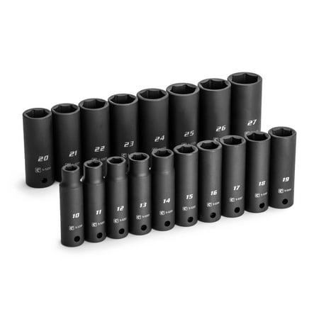 UPC: 0886352550932 | Capri Tools 1/2 in. Drive Deep Impact Socket Set  10 to 27 mm  Metric  18-Piece