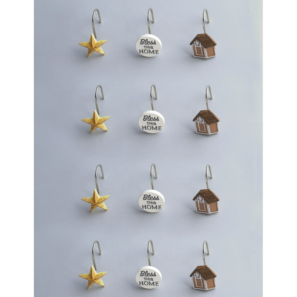Shower Curtain Hooks Farmhouse Bathroom Décor Rustic Country Barn