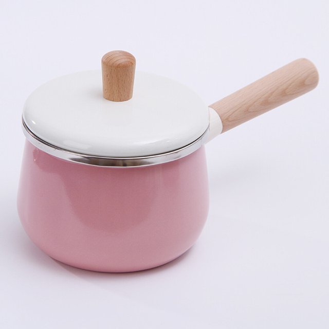 Dalazy Nonstick Enamel Sauce Pan Pot with Lid Kitchen Cookware Pink Saucepan