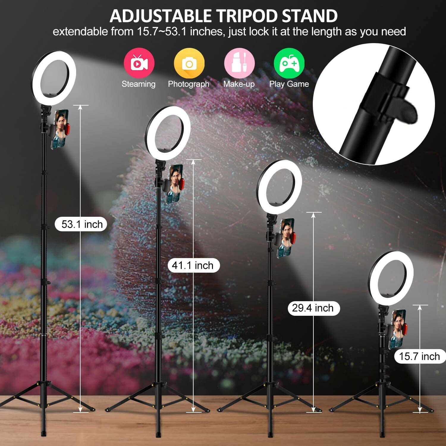 SAYFUT 8 inch Ring Light Tripod Stand Tik Tok Selfie Makeup Recording