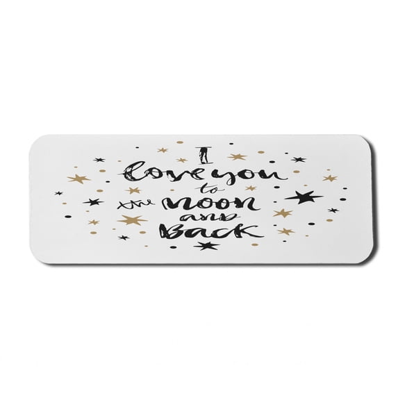 Saying Computer Mouse Pad, Hand Drawn I Love You to the Moon and Back Words Stars Celebration Theme, Rectangle Non-Slip Rubber Mousepad Large, 31" x 12" Gaming Size, Cocoa Black, by Ambesonne