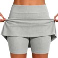 thumbnail image 2 of Skorts for Women with Pockets Casual Summer Cute Stretch Tummy Control High Waisted Skirts with Shorts Underneath Light Gray L, 2 of 6