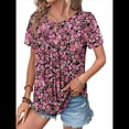 thumbnail image 2 of Blusas Informales de Negocios para Mujer, Moda de Verano, Camisetas con Mangas 3/4 con Volantes, Blusa Tipo Túnica Elegante e Informal. Rosa L, 2 of 6