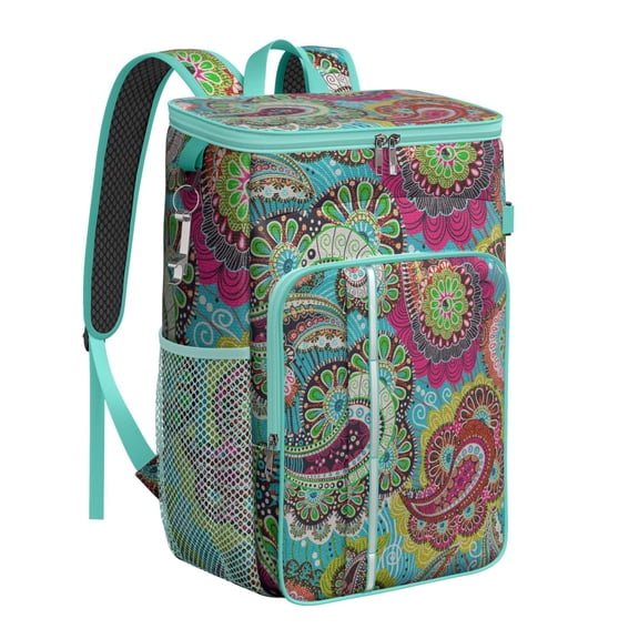 Retro Paisley Print Insulated Backpack Cooler, Leak Proof & High-Performance Insulation, Ideal for Camping, Travel, Beach, and BBQ, Comfortable & Convenient
