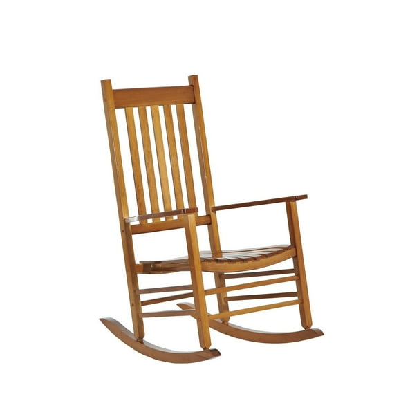 Outsunny Wooden Porch Rocking Chair Outdoor Patio Rocker Garden Single Leisure Reclining Seat Armchair Natural